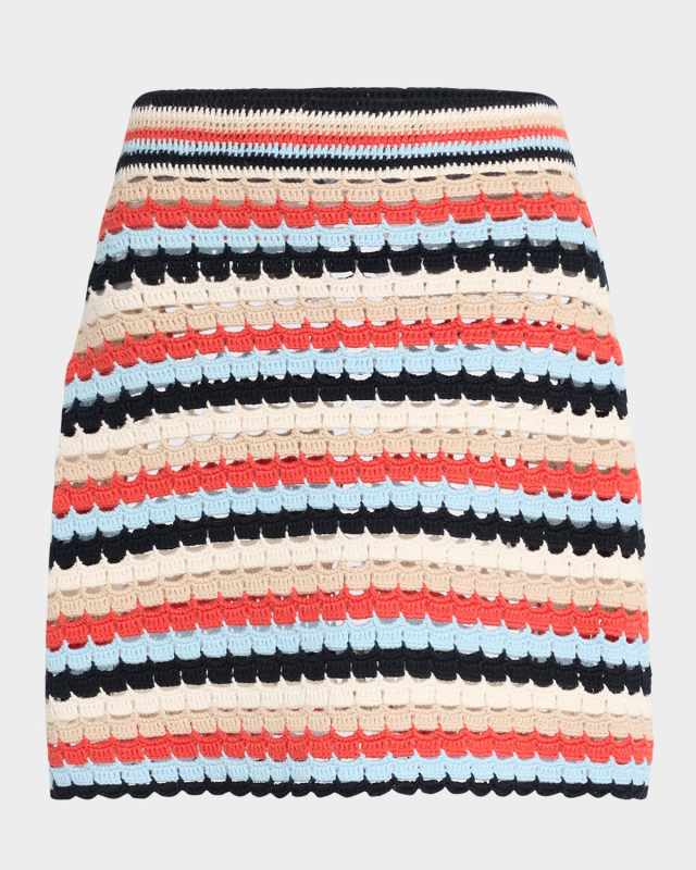 Aria Striped Crochet Mini Skirt